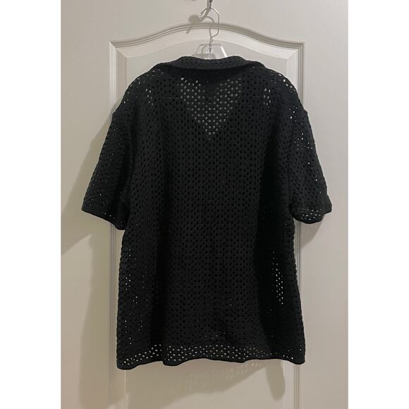 H&M MENS LOOSE FIT POINTELLE-KNIT POLO SHIRT - Picture 3 of 7